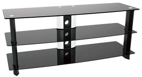 Tv Glasbänk Svart 3 Hyllor