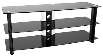 Tv Glasbänk Svart 3 Hyllor