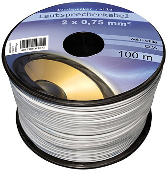 Högtalarkabel 2x0.75mm² Vit