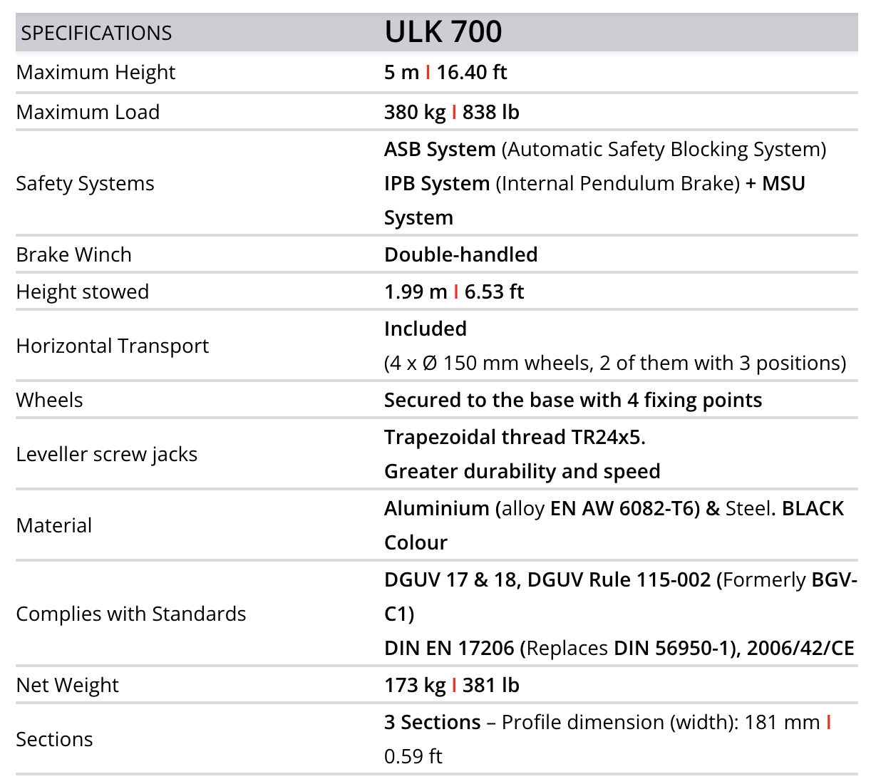 ULK 700 - 5 m / 380kg - 8