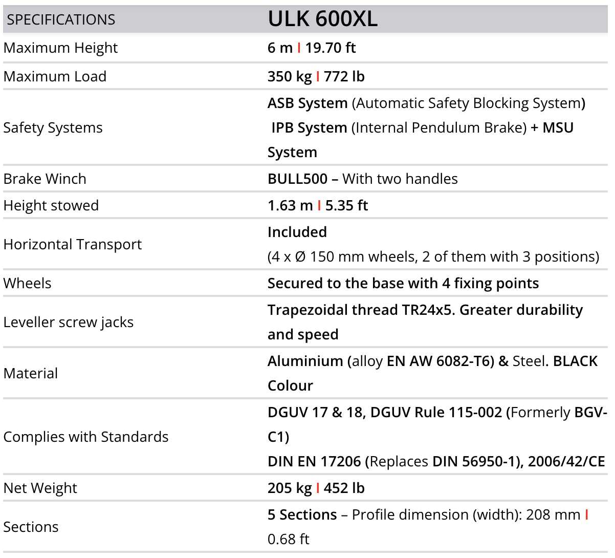 ULK 600XL - 6m / 350kg - compact design - 7