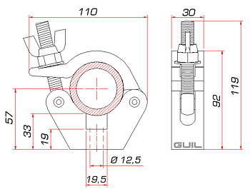 Hängkoppling för Ø 45-52 mm rör / 300 kg