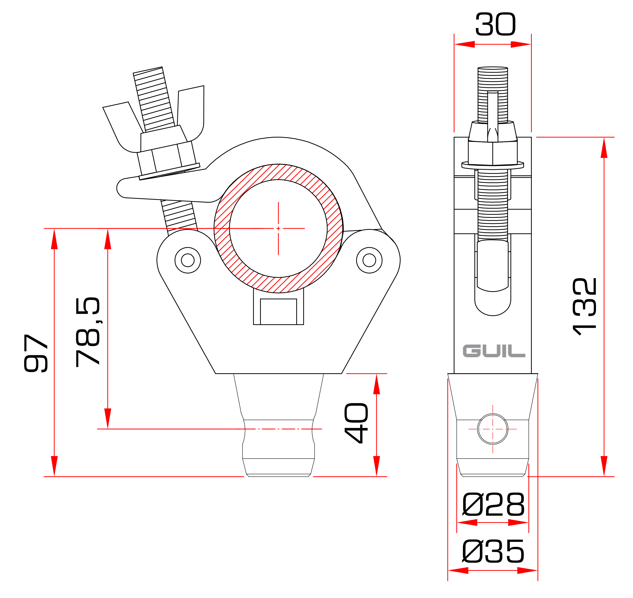 Coupler with conical adaptor for trusses / Ø 45-52 mm pipe / 300 kg - 2
