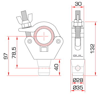 Koppling med konisk adapter för takstolar / Ø 45-52 mm rör / 300 kg