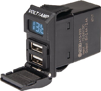 Marinco 4.8A Contura Dual USB, with Volt/Amp Meter