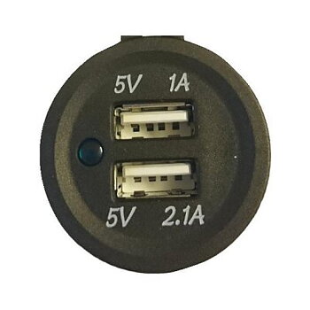 USB-uttag med dubbla anslutningar, (1A+ 2,1A)
