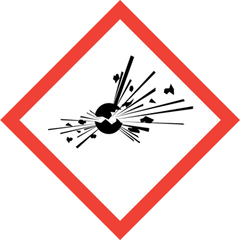 Varningsetikett Explosiv GHS 01-10x10 cm