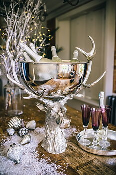 LARGE PUNCHBOWL WITH STAG STAND