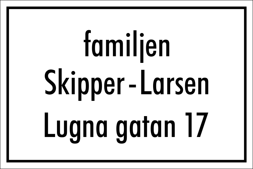 Namensschild Weiß, Futura / Gerade - 6