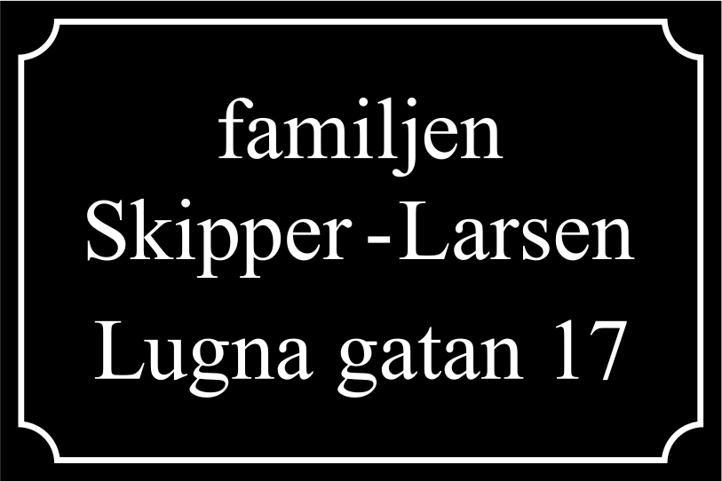 Nimikyltti Musta, Times regular / Ranskalainen - 6