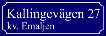 Kvartersskilt Blå, Times regular / Fransk