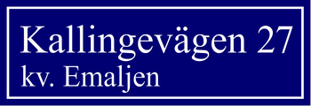 Kvartersskilt Blå, Times regular / Lige