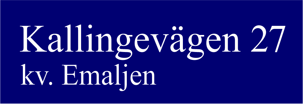Kvartersskilt Blå, Times regular / Ingen