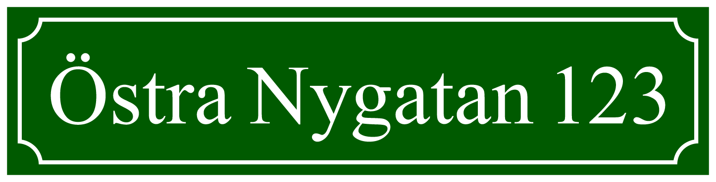 Gatunamnskylt Nostalgigrön, Times regular / Fransk - 4