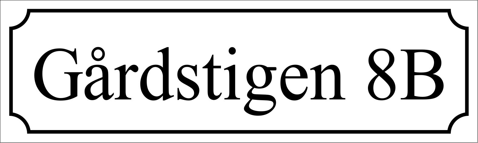 Gadenavneskilt Hvid, Times regular / Fransk - 3