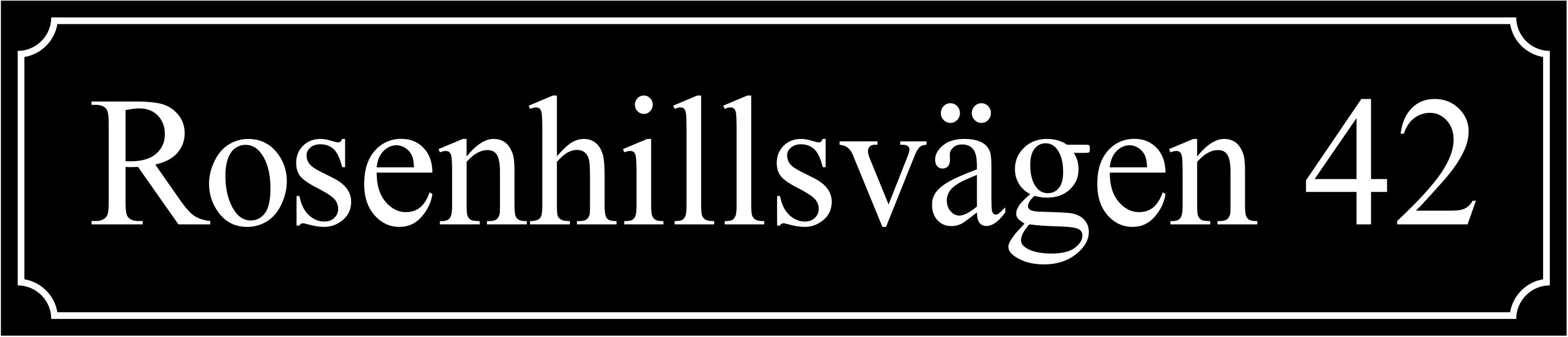 Kadunnimikyltti Musta, Times regular / Ranskalainen - 7