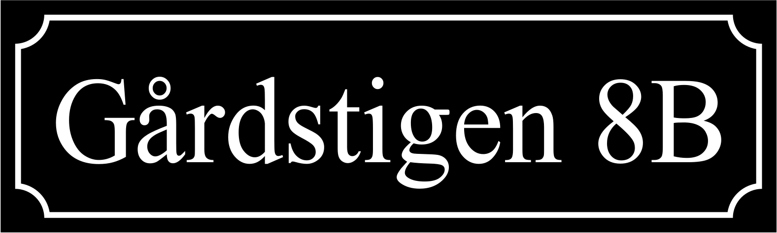 Kadunnimikyltti Musta, Times regular / Ranskalainen - 3
