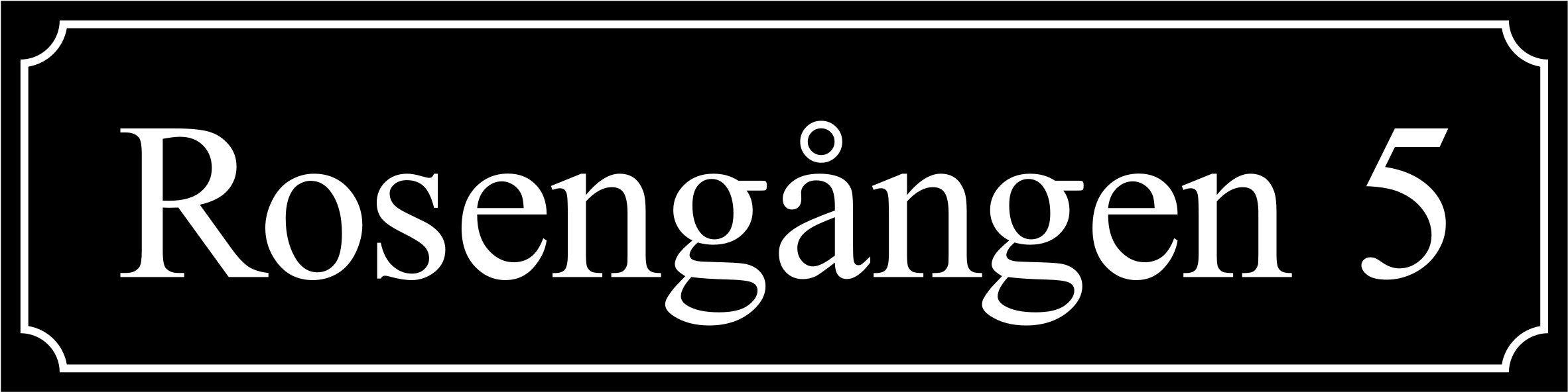 Kadunnimikyltti Musta, Times regular / Ranskalainen - 6