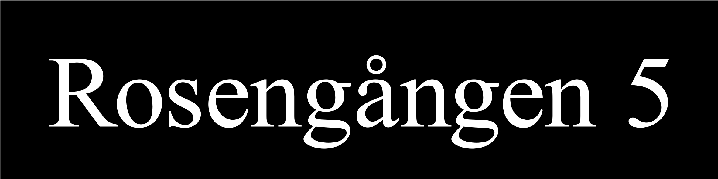 Gadenavneskilt Sort, Times regular / Ingen - 6