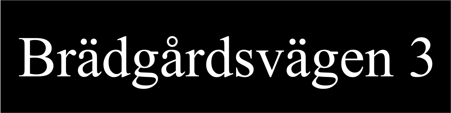 Gadenavneskilt Sort, Times regular / Ingen - 2