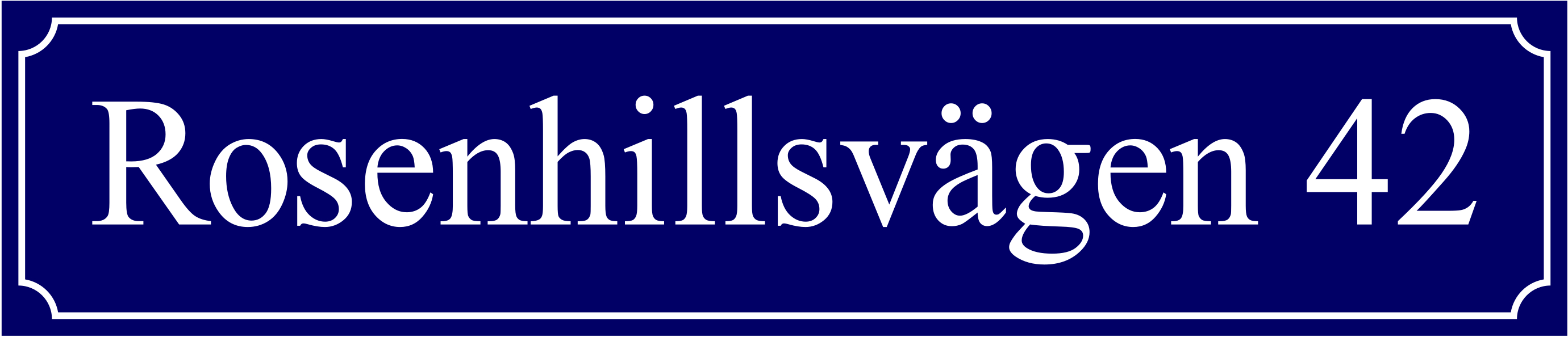 Kadunnimikyltti Sininen, Times regular / Ranskalainen - 7