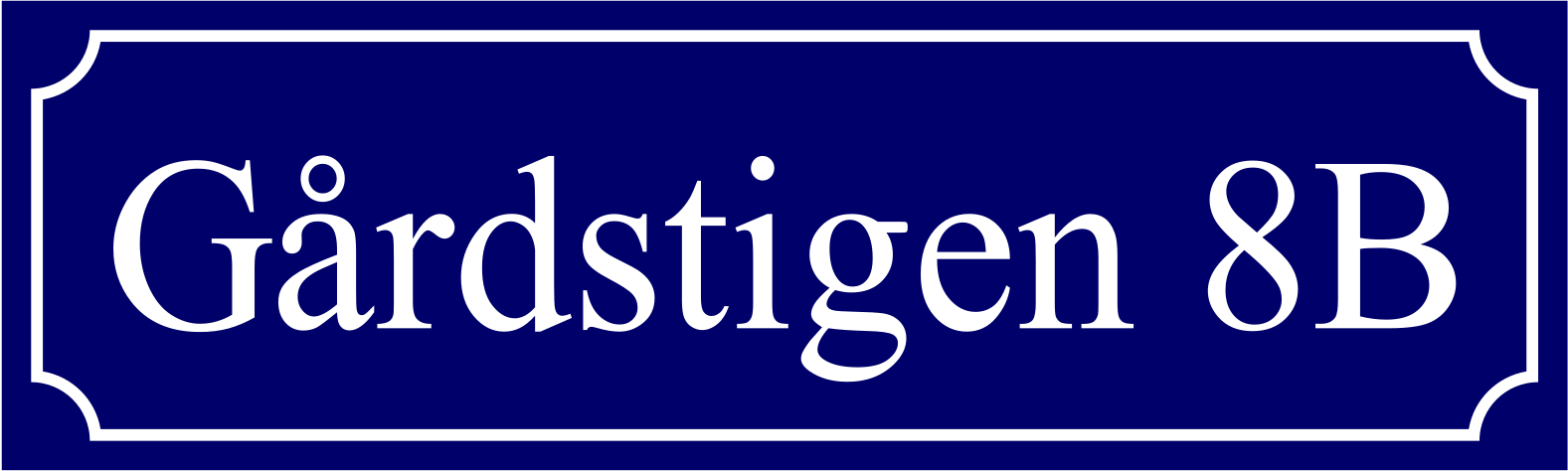 Kadunnimikyltti Sininen, Times regular / Ranskalainen - 3