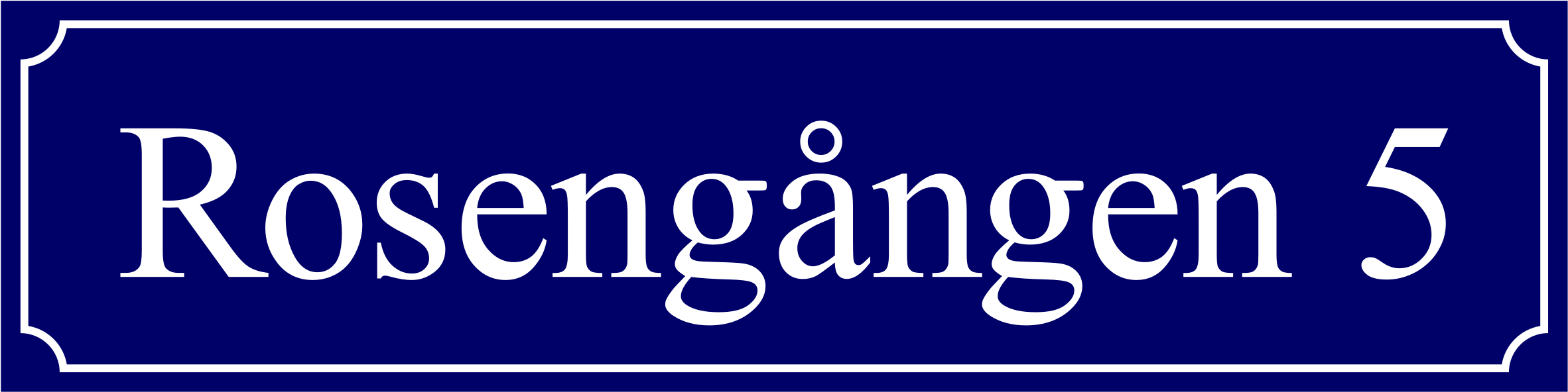 Kadunnimikyltti Sininen, Times regular / Ranskalainen - 6