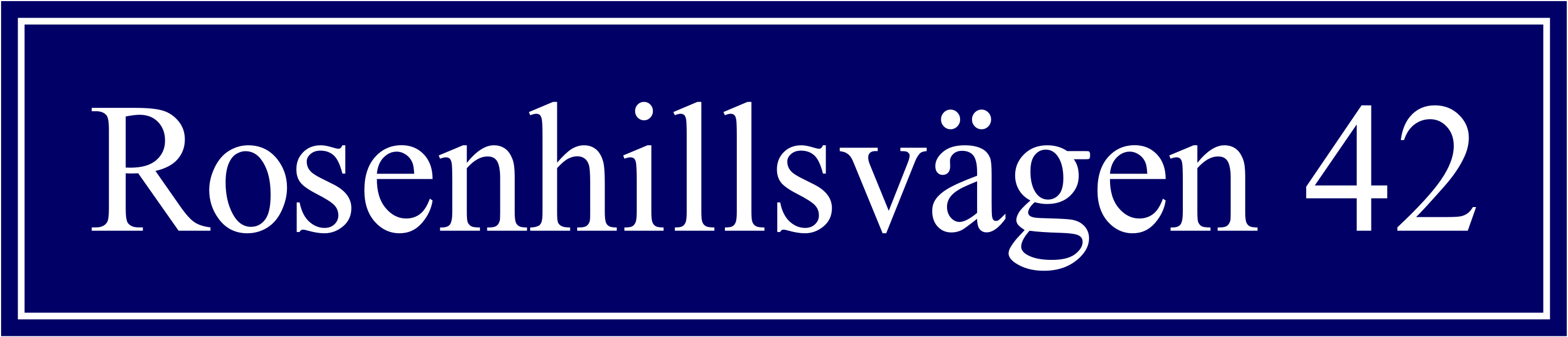 Gadenavneskilt Blå, Times regular / Lige - 7