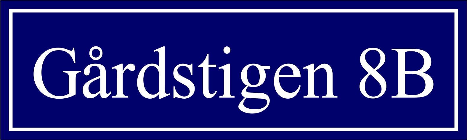 Gadenavneskilt Blå, Times regular / Lige - 3