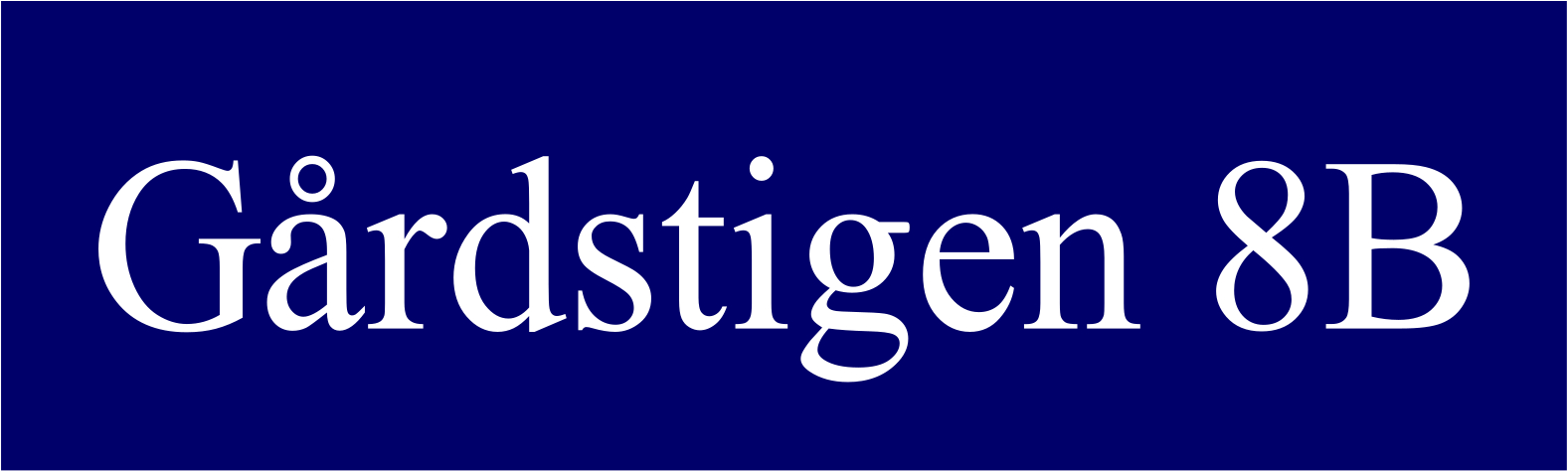 Kadunnimikyltti Sininen, Times regular / Ei - 3