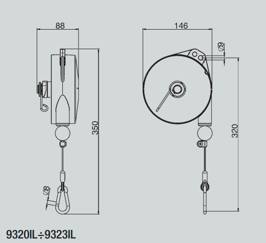 Balansblock Tecna 9321IL med fjäderretur för livsmedelsindustrin / 2-4 kg - 3