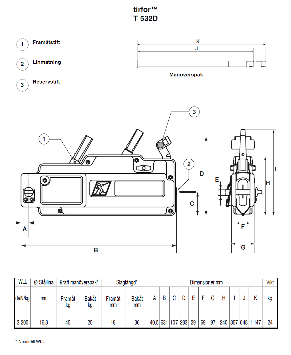 Lintalja TIRFOR T532D / Maxlast: 3200 kg - 2