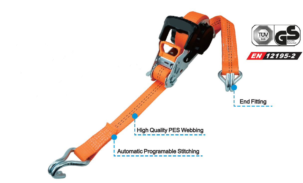 Lastsurrning med automatisk upprullare 35 mm / längd: 5 m / LC 1000 daN