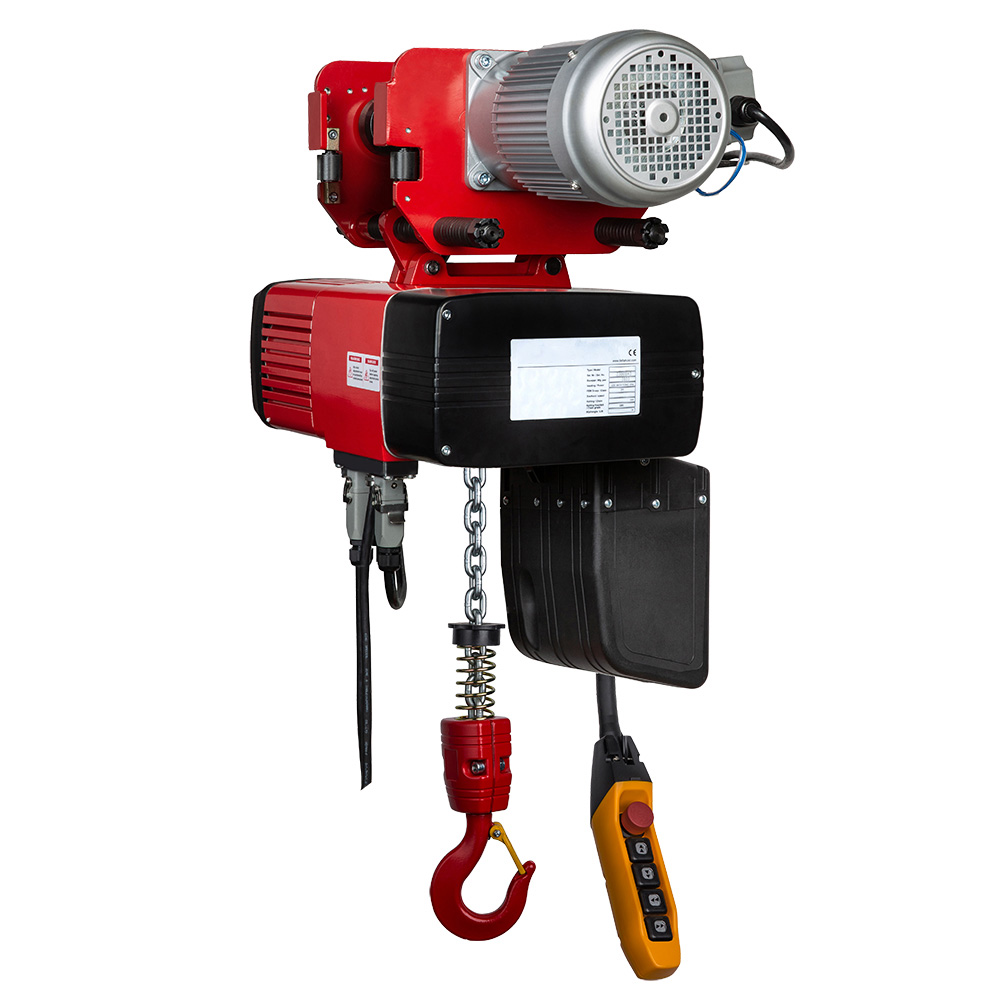 Kättingtelfer DED med elektriskt åkverk, Maxlast: 125 kg / Lyfthöjd: 10 m / Lyfthastigheter: 8/2 m/min / Balkbredd: 74-300 mm