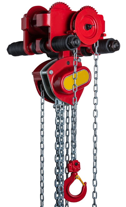 Snabblyftblock med kättingdriven blockvagn / Maxlast: 2 ton / Lyfthöjd: 3 m
