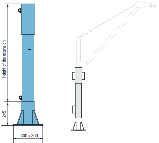 Pelarförlängning för kran 51618-51623 / Längd: 1000 mm - 2