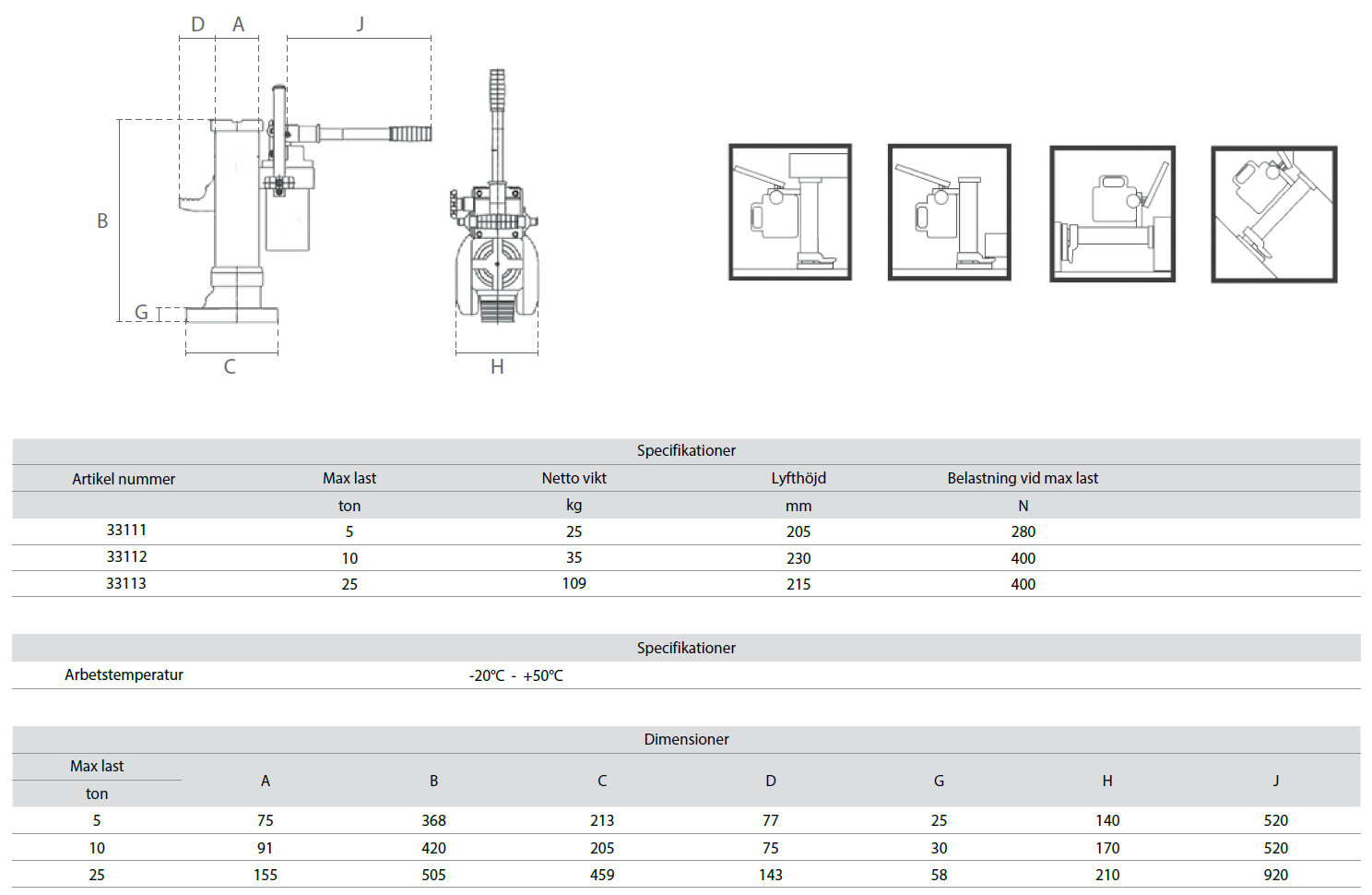 Hydraulisk domkraft / Maxlast: 10 Ton - 3