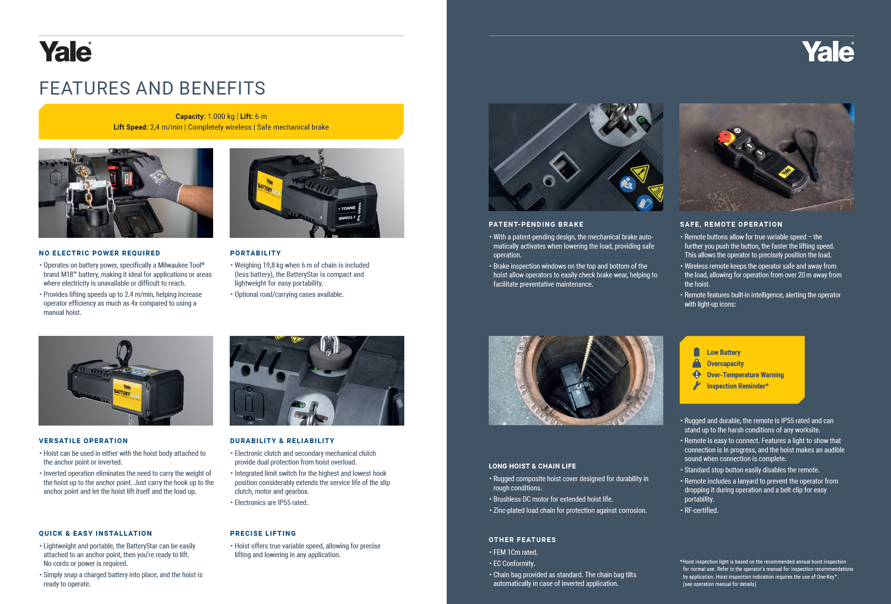 Batteridriven kättingtelfer Yale  BatteryStar / Maxlast: 1000 kg (Mega kit) - 3