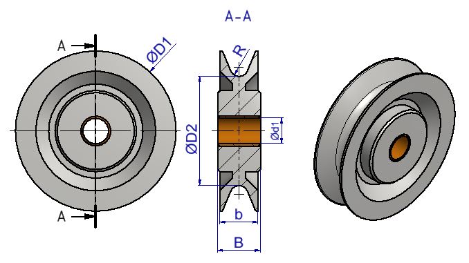 Linhjul förzinkat Maxlast 100 kg / Diameter 50 mm - 2