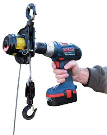 Pulleyman lyftvinsch för skruvdragare med 12 m lyfthöjd / Maxlast: 300 kg