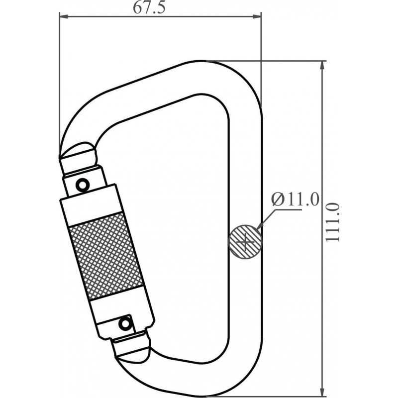  Aluminiumkarbinhake med kvartsvridlås / öppning 21 mm - 3
