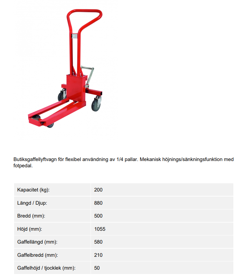 Kvartspallslyft / Maxlast: 200 kg - 2