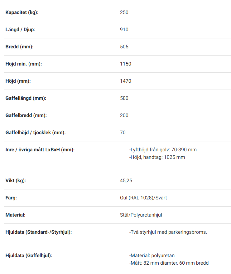 Kvartspallslyft / Maxlast: 250 kg - 3