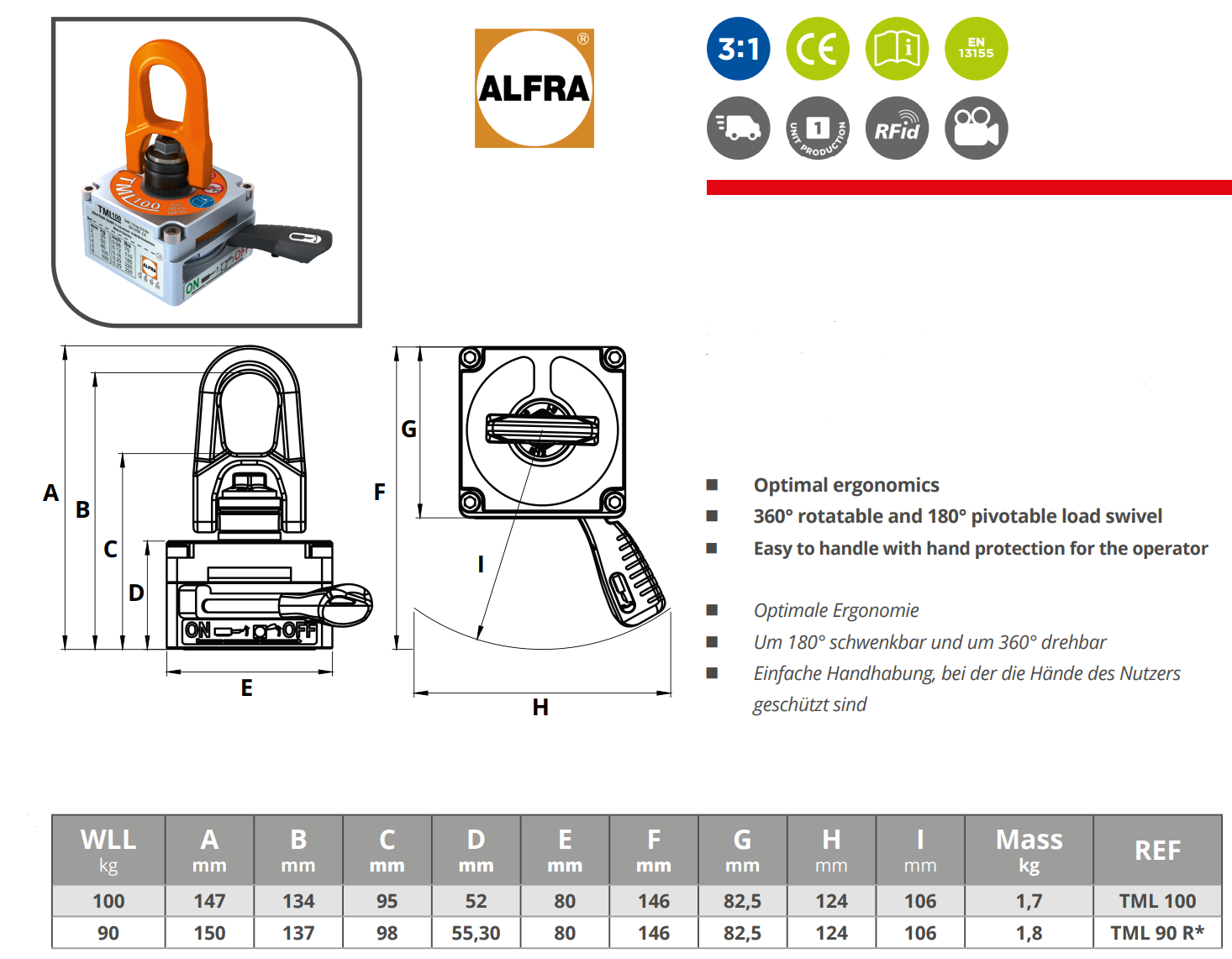 Lyftmagnet Alfra TML 90R / Maxlast: 90 kg - 2