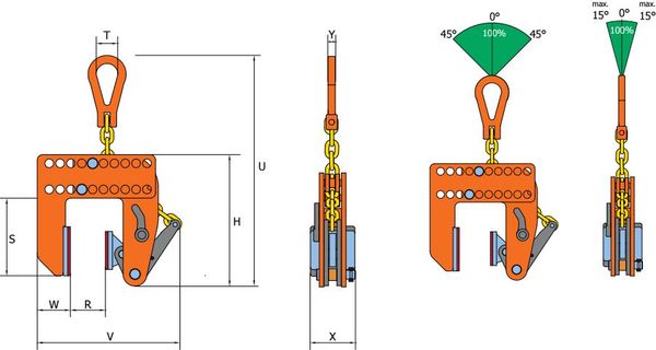 Plåtlyfthandske pewag peCLAMP VNMAW, Gripvidd 1-180 mm / Maxlast: 0,5 Ton - 2