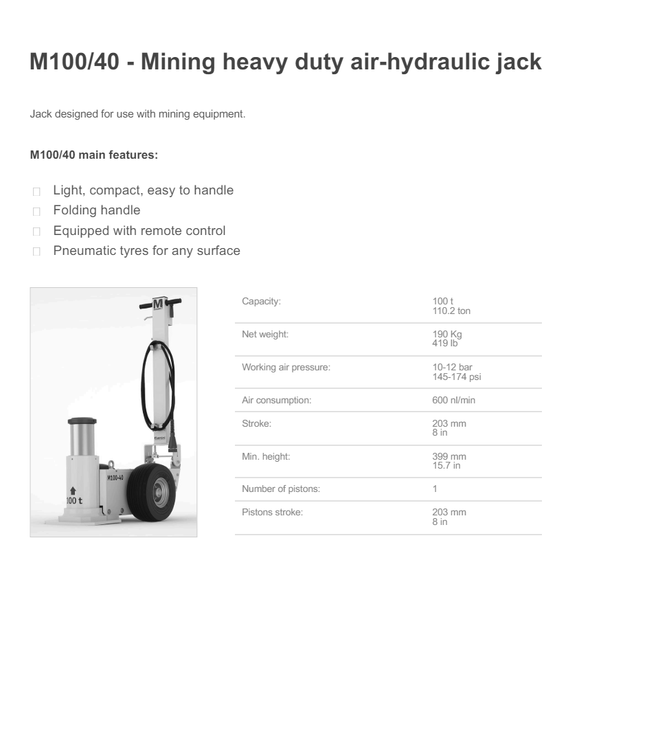 Luftdomkraft Mammut M100-40 / Maxlast: 100 ton - 2