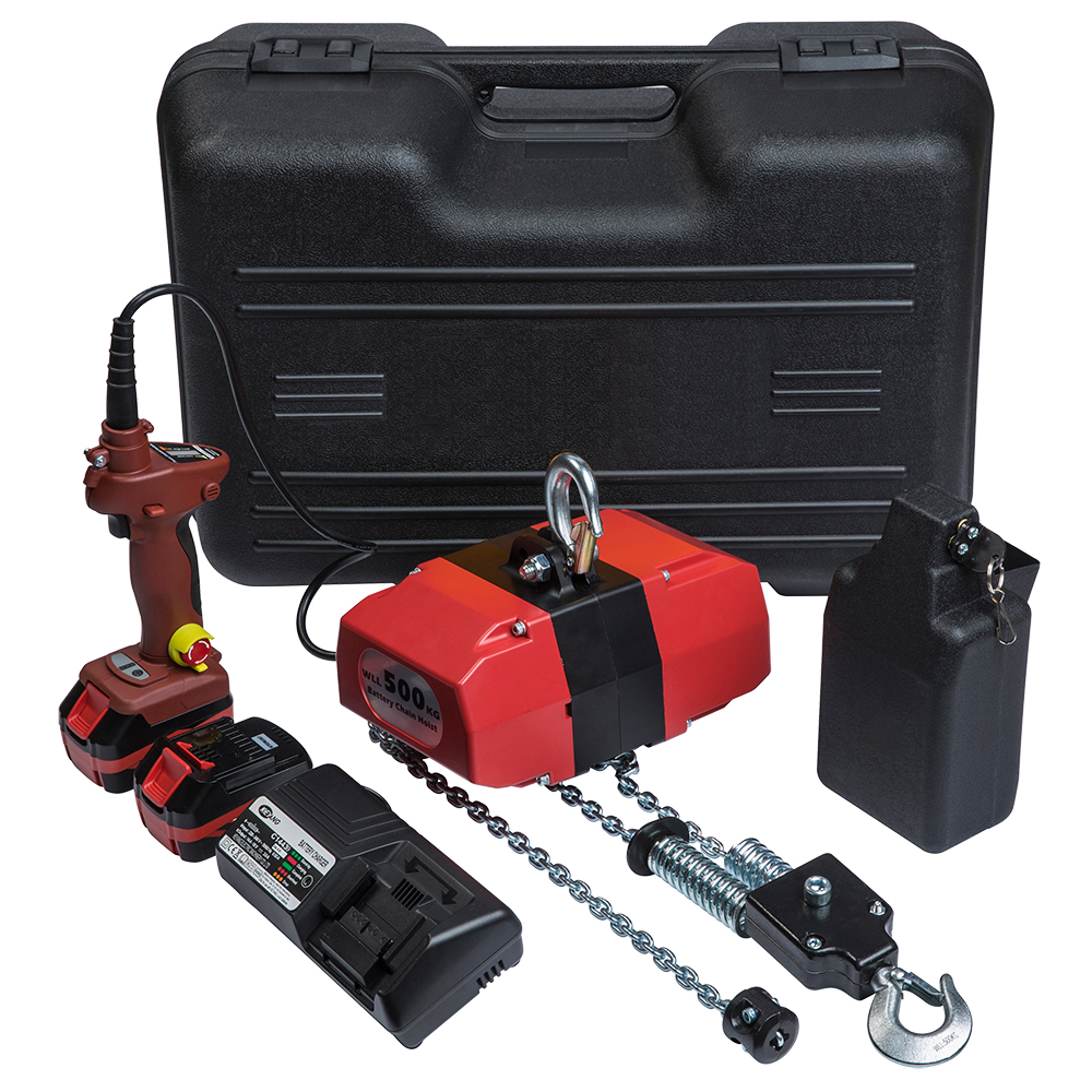Batteridriven Kättingtelfer, 500 kg / Lyfthöjd: 5 m - 3