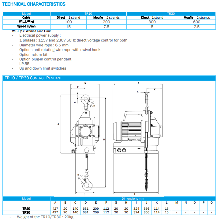 Minifor Lyftvinsch TR30, 230V / Maxlast: 300 kg - 4