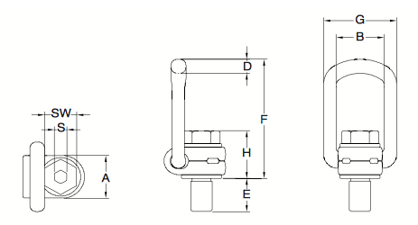 Lyftögla YOKE LBO M24 med längre bult / Maxlast: 4 Ton - 4
