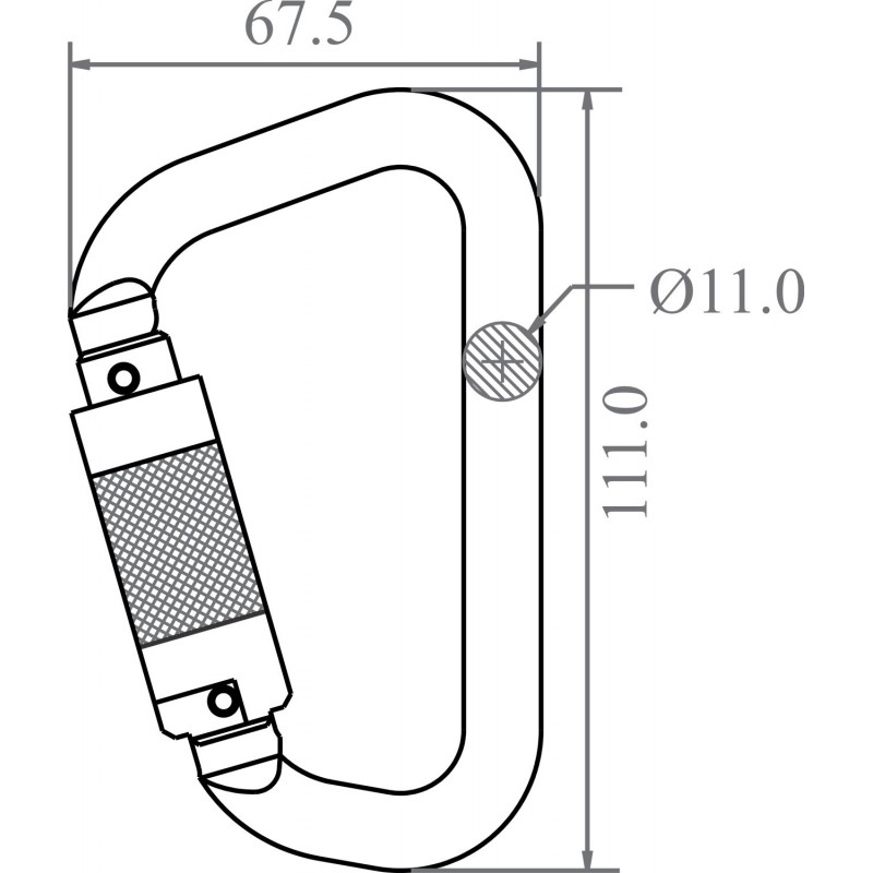 Aluminiumkarbinhake med kvartsvridlås / öppning 20 mm - 3